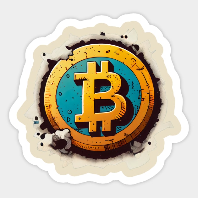High-Quality Comic Bitcoin Logo: Symbol of Digital Currency Sticker by MLArtifex